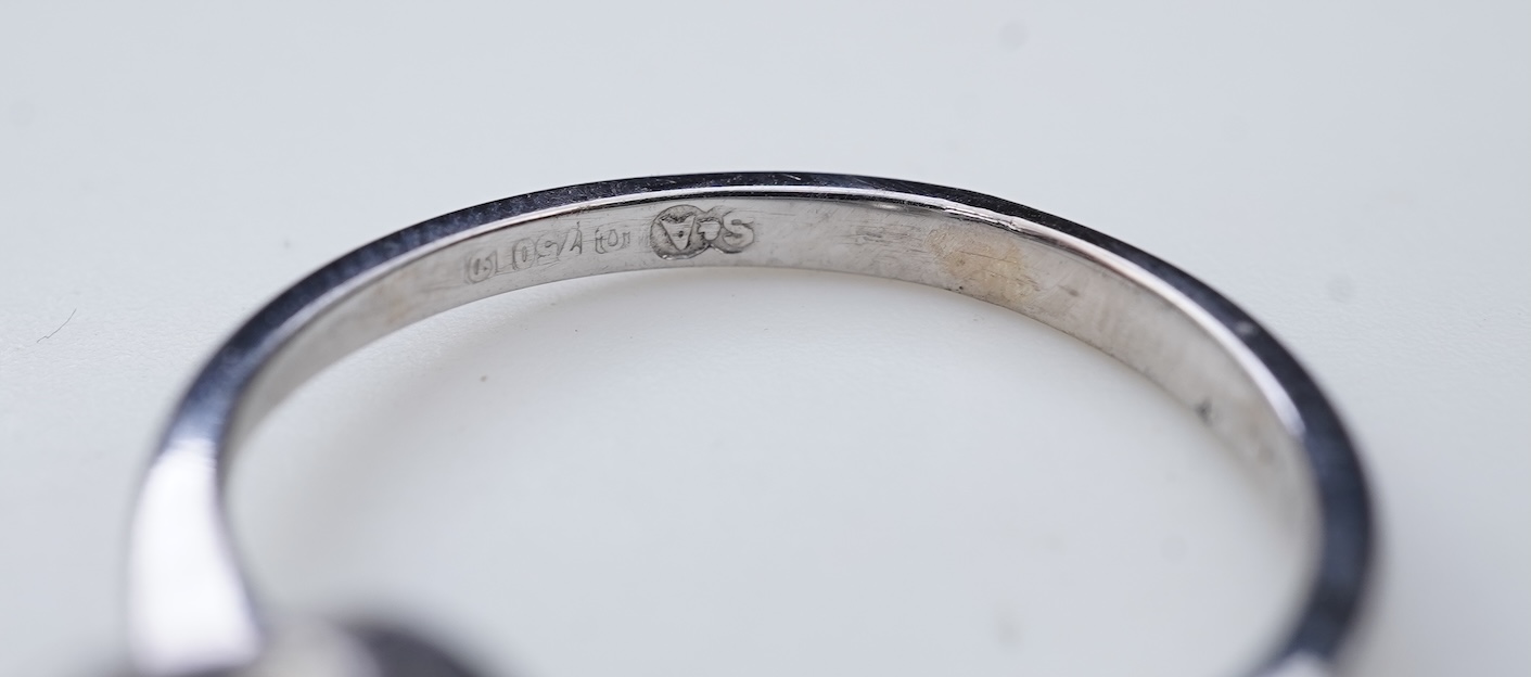 A diamond solitaire ring